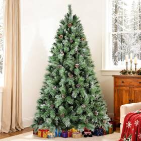 Bulexwish 662987072410 Blusxwish 4ft Snow Tips Christmas Tree With Pine Cones Pre-decorated And Easy