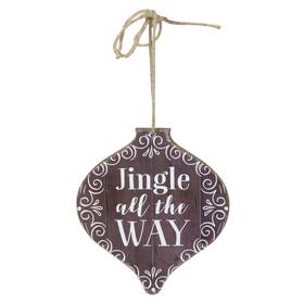 33537641 Burton And 5.5 Inch White Brown Wood Rustic Jingle All The Way Onion Christmas Ornament