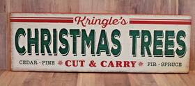 2039132 Burton Kringles Christmas Trees Wood Sign 18 Inch X 6 Holiday Home Decor