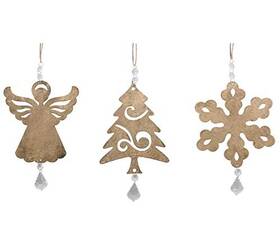 9740080 Burton Gold Laser Cut Christmas Ornaments