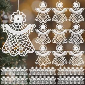 Buryeah-were-6644 Buryeah 36 Pcs Crochet Angels Ornaments For Christmas Tree Crocheted White