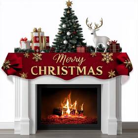 Aai-yy0131-1m Bvbox Christmas Fireplace Mantel Scarf Decorative Cover Runner For Xmas Winte