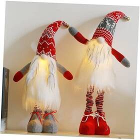 Bwfysdybgn2pc Bwfy 2pc Large Lighted Standing Christmas Gnome Decorations 21inch With Spring Leg