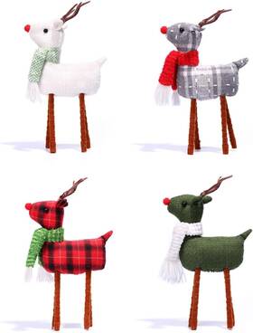 Jh-4pc-001 Bwfy 4pcs Reindeer Christmas Decoration Standing Elk Decor White