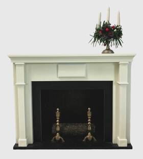 629a-so Byers Choice Display Christmas Fireplace With Candelabra Greens