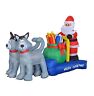 Bzb Goods 7 Foot Long Christmas Inflatable Santa Claus On Sleigh With Husky