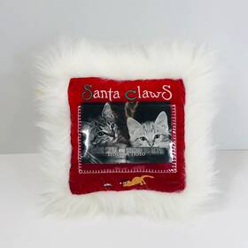 86023-039 C&f Enterprise Inc. Santa Claws Christmas Kitty Cat Photo Pillow Red Embroidered Square 9.25x 9.25in