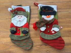 C&f Enterprises 008246707684 Festive Santa And Snowman Christmas Stocking Pair Hanging Holiday Decoration