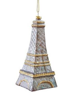 68928 C & F Enterprises Oh La French Eiffel Tower Christmas Holiday Glass Three Dimensional Ornament
