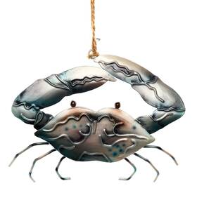 Orn71458 C & F Enterprises Coastal Blue Crab Pearlized Christmas Holiday Ornament Metal 4.5 Inches