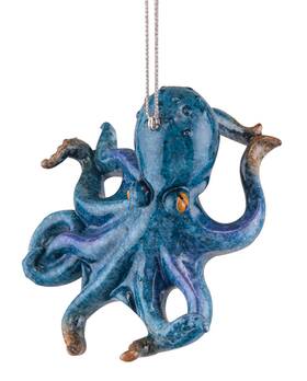 Orn71666 C & F Enterprises Blue Coastal Octopus Christmas Holiday Ornament Resin Cozumel Reef