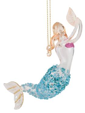 Orn72147 C & F Enterprises Swimming Mermaid With Seashell Glass Christmas Holiday Ornament