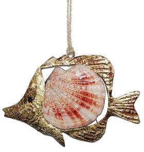 Orn72409 C & F Enterprises Scallop Shell Golden Fish Christmas Holiday Ornament