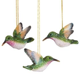 Orn72979 C & F Enterprises Glittered Hummingbirds In Flight Christmas Holiday Ornaments Set Of 3