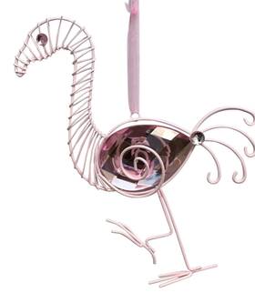Orn73501 C & F Enterprises Pink Flamingo Jeweled Christmas Holiday Ornament Metal Wire