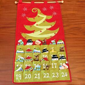 C.r. Gibson 082272857445 Felt Advent Calendar With 24 Pockets Ornaments Large Vintage Christmas