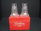 C1210 Gorham Pair Crystal Bell Christmas Candlestick Holders Made 070357414683
