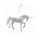 C4672 Kurt Adler Frosted Kingdom White Plush Glittered Unicorn 086131319952