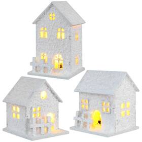 1t2205c169qup Cabilock 3pcs Christmas Snow Village Houses Wooden Glowing Cabins Ornaments