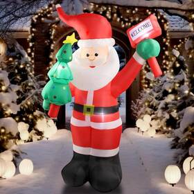 Caipev 445039674687 6 Ft Christmas Inflatable Santa Claus Outdoor Decorations With Built-in Leds Bl