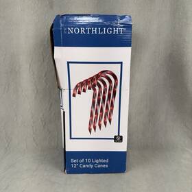 Candy 191296010405 Northlight Set Of 10 Lighted Outdoor Cane Christmas Pathway Markers 12 Inch