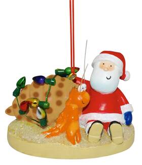 874-01 Cape Shore Santa With Hermit Crab At Beach Christmas Holiday Ornament