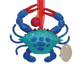 875-25 Cape Shore Blue Crab With Glitter Christmas Holiday Ornament Metal 5.25 Inch