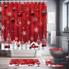 Di-96587-i Capoda 4 Pcs Merry Christmas Bathroom Shower Curtain Set