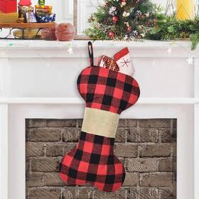 Tb12 Caraknots Bark-fur Gold3-new Dog Stockings Christmas 1 Pcs Plaid For Pack