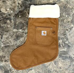 102301-211 Carhartt Duck Canvas Khaki Brown Christmas Stocking With Front Pocket