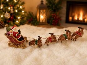 Carole Towne Collection 4950823 2024 Santa Sleigh And Reindeer Led Christmas Decor Battery Operated