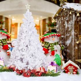 Ld0736-1 Carsty 6ft White Christmas Tree Pvc 800 Tips With Stand And 17 Ornaments Decor