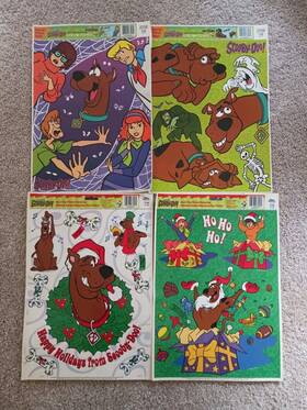Cartoon Network 073168984901 4x Scooby Doo Christmas Halloween Window Cling Holiday Decor Lot Of 4 Sheets New