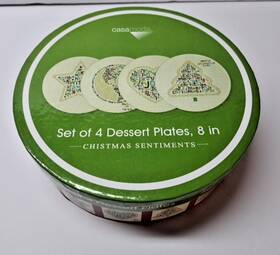 5057536 Casamoda Christmas Sentiments 8 Inch Dessert Plates 4 2009 Kathleen Mc Original Box