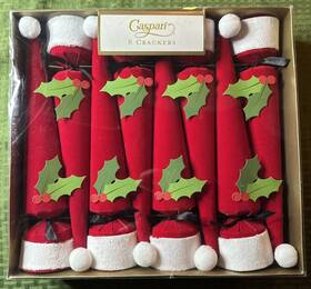 Ck111.12 Caspari Santa Hat Cone Shaped Celebration Christmas Crackers Faux Fur Trim 8