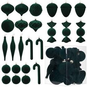Sy-651-green Ccamssely Velvet Ornaments For Christmas Tree Decorations - Dark Green Flocked Christma