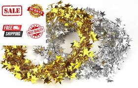 Dk110m3p1 Ccinee 50ft Star Tinsel Garlands With Wire Christmas Golden And Silver 2pcs