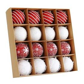 Ce-12pb Ce-co Christmas Tree Ball Ornament Set 16pcs 80mm/3.15inch Glittering Red White