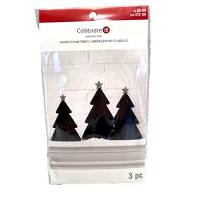 Celebrate It 195158239836 Honeycomb Pine Tree Set Of 3 With Silver Star Christmas Nip