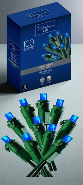 02322 Celebrations Colts Blue Led Micro Light Set 24.5ft 100 Lights Man Caves Christmas Holidays