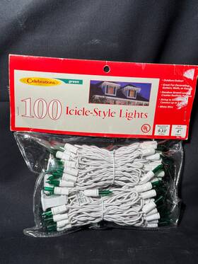Celebrations 028208140779 100 Indoor/outdoor Green Mini Icicle Style Christmas Light String