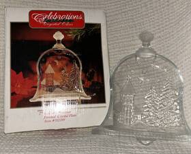 Celebrations 044117149429 Crystal Clear Bell Of Christmas Frosted Plate 7.75 Inch X6.5 Vtg In Box