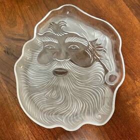 Celebrations 044117196942 Crystal Clear Santa Claus 8 Inch Christmas Plate Frosted Candy Dish