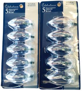 11229-71 Celebrations 2 Pks C9 Led String Bulbs Christmas Clear Replacement 10 Warm White