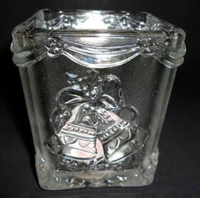 315486 Celebrations Candle Holder Votive Clear Crystal Glass Bell Christmas Ribbon #315486