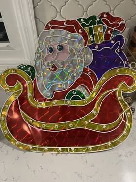 32913605 Celebrations Christmas Lighted Santa Sleigh Holographic 20 Inch Indoor Outdoor In Box 70 Lights