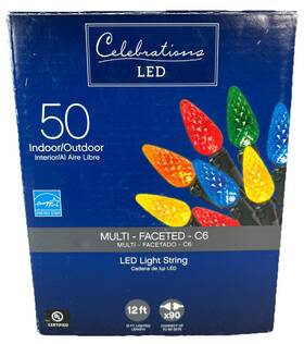 47825-71 Celebrations Christmas String Lights C6 Led 50-ct 12.25ft Ft Multicolor Nib