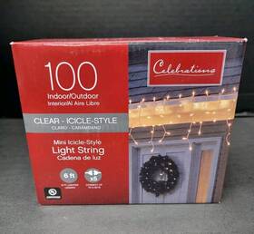 Celebrations 843518036297 Mini Clear/warm White 100 Ct Icicle Christmas - Brand New