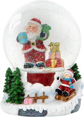 Clb-0037 Celebright Christmas Musical Snow Globe - Plays 8 Songs Santa And Child Sledging