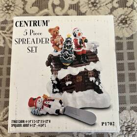 Centrum 788796170229 Cheese Dip Spreader Set Christmas Holiday Cabin 5-piece Lot